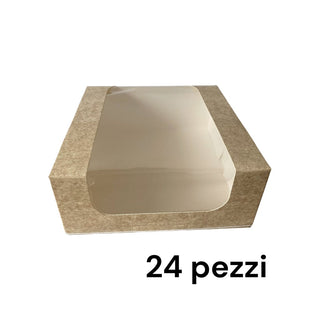 24 Scatole con finestra 24x24x10 in cartoncino avana