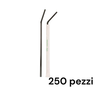 250 Cannucce Imbustate in Pla Nere con Snodo  24cm ø 5mm