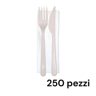 250 Posate bis in polipropilene forchette+coltello+tovagliolo