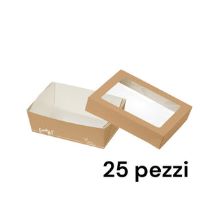 25 Contenitori+coperchi monouso da 1 porzione in carta e pet