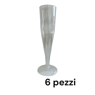 6 Bicchieri Flute Trasparenti con Base Tonda 165 ml