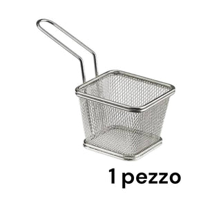 Mini Cestello Quadrato in Acciaio per Fritture 10x10x8 cm