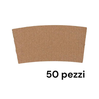 50 Fasce Antiscottо in Cartoncino Avana per Bicchieri da 350-450 ml (12-16 oz)