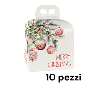10 Porta Panettoni con Maniglia 20x20x18 cm Addobbi di Natale