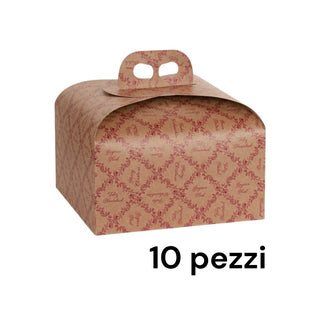 10 Porta Panettone Royal Garden Avana con Maniglia 24,5x24,5x13 cm