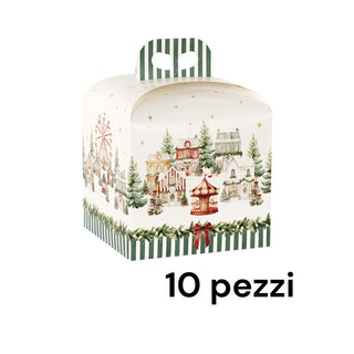 10 Scatola Porta Panettone Market Verde 20x20x18 cm
