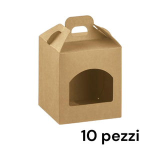 10 Scatole Portavasetti in Cartone Avana con Maniglia 9x9x12 cm