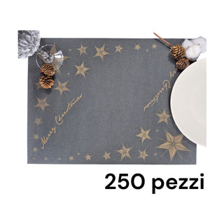 250 Tovagliette Natalizie in Carta Nera 30x40 cm – Merry Christmas