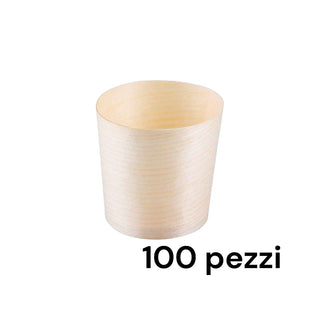 100 Vaschette in Legno Finger Food Ø 4,5 cm