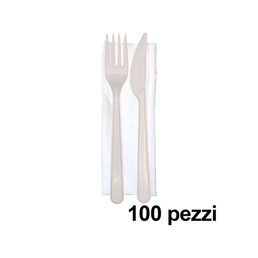 Set 100 Posate Riutilizzabili Trasparenti - Forchetta, Cucchiaio, Coltello E Tovagliolo - Foto 9