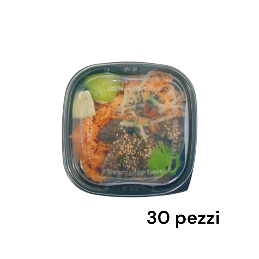 30 Contenitori in PP base nera coperchi trasparente da 500 cc