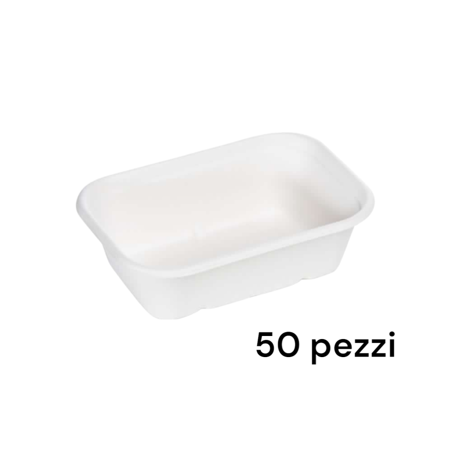 50 Vaschette monouso polpa cellulosa biodegradabile 400ml