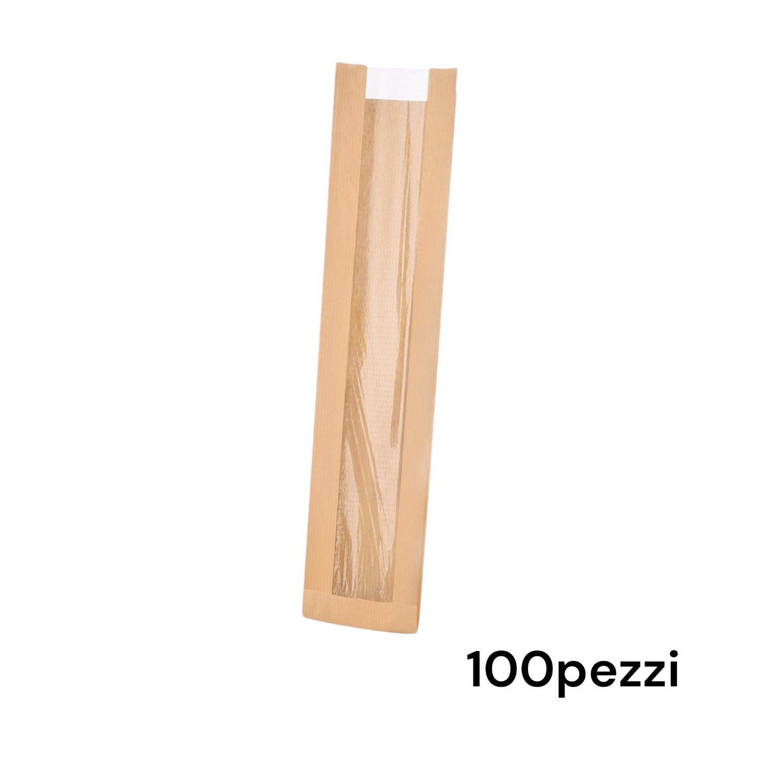 100 Sacchetti Finestrati in Carta Avana 12x60 cm