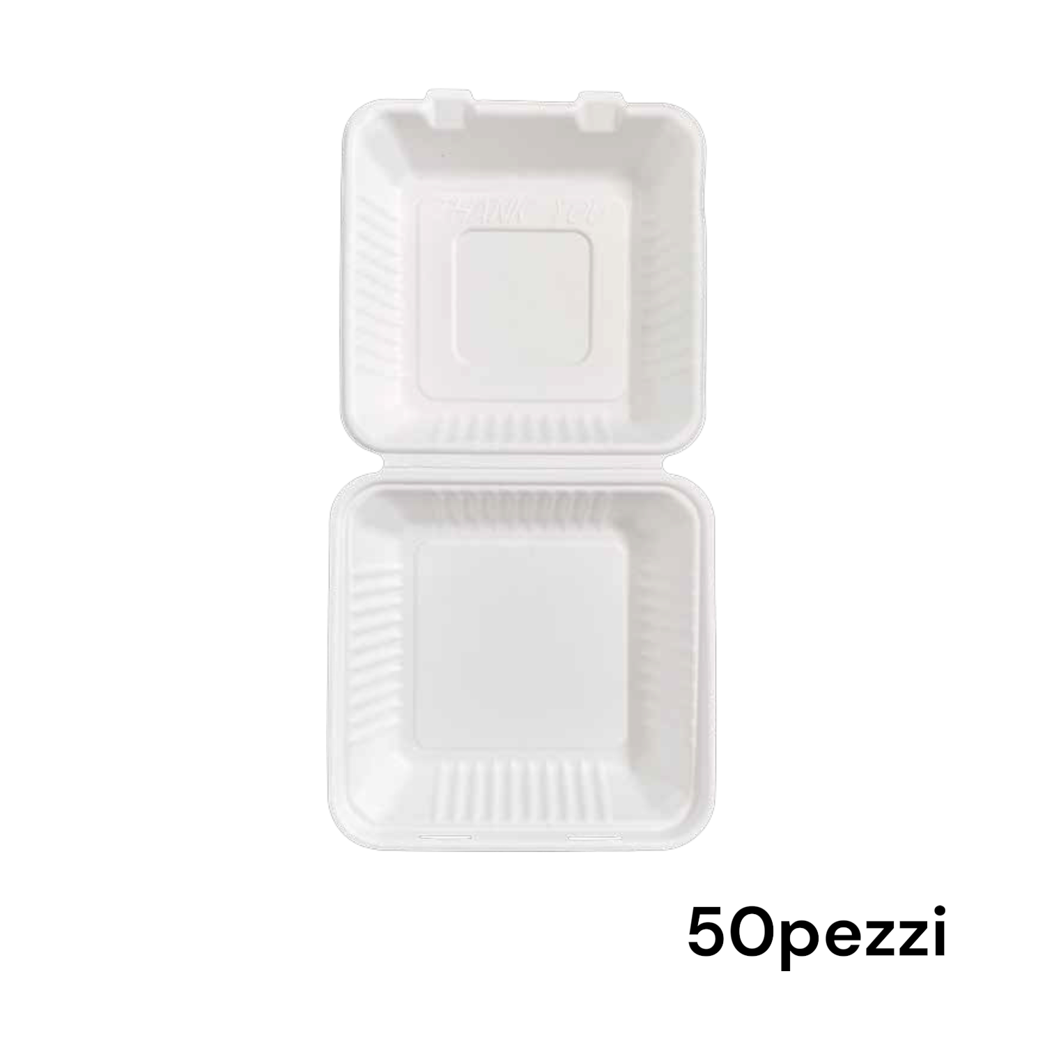 50 Lunch Box 23x23 cm Compostabile in Bagassa capacità 1200 cc