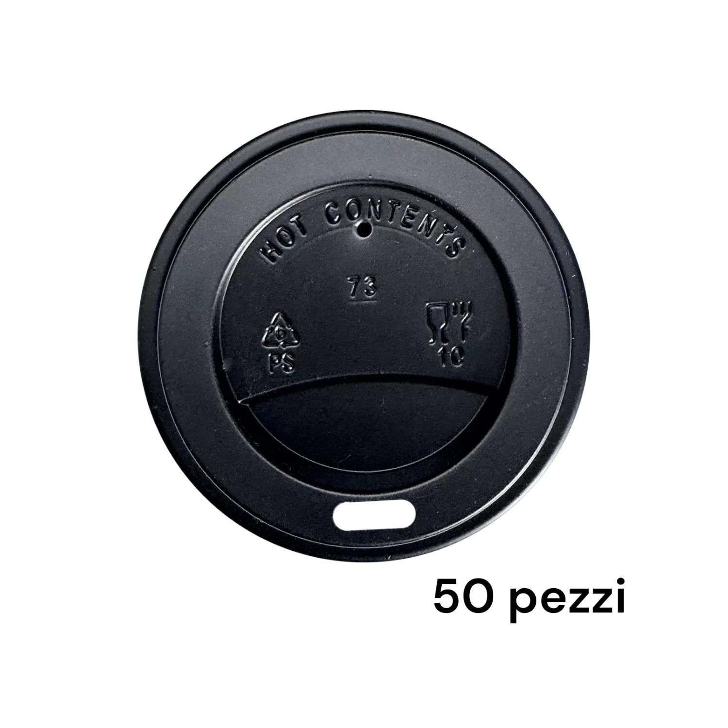 50 Coperchi Neri per Bicchieri 450 ml in ps